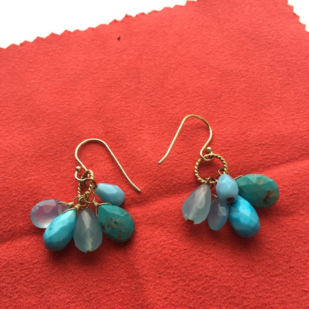 NEW semi precious Turquoise dangle earnings